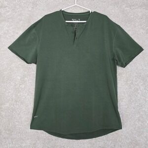 BYLT Mens Drop Cut Henley Shirt XL‎ Green Athleisure Gym Minimalist